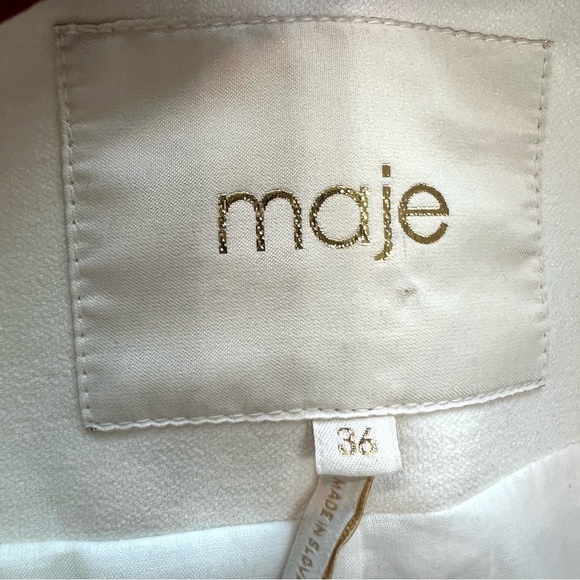 Maje Ivory Open Front Suit Blazer Career Business Work Jacket Women’s 36 - Picture 10 of 11